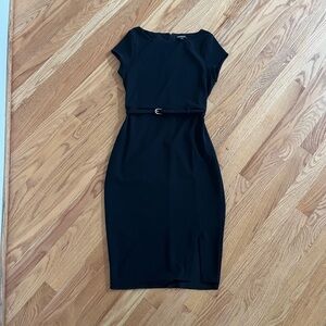 Express work dress belted midi dress with small slit
